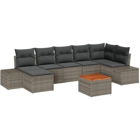 Garten-Sofa-Set 8 pcs Grau vidaXL