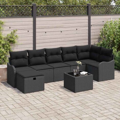Garten-Sofa-Set 8 pcs Schwarz 287.5 x 122.5 x 85 cm Poly Rattan vidaXL
