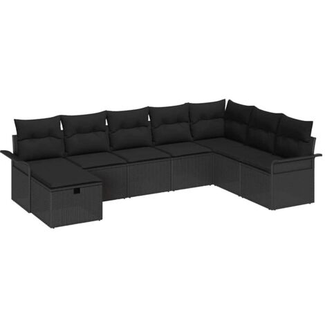 Garten-Sofa-Set 8 pcs Schwarz 297,5 x 187,5 x 85 cm Poly Rattan vidaXL