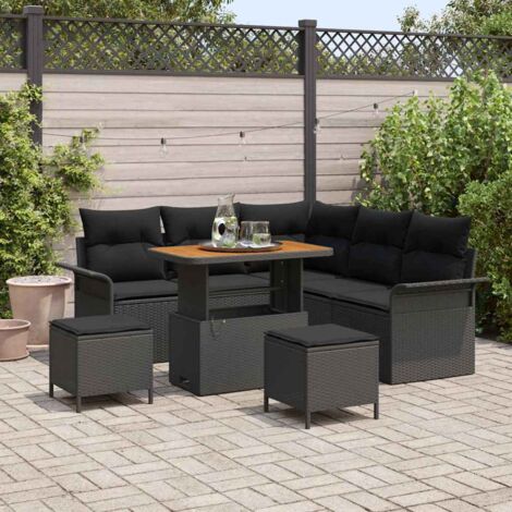 Garten-Sofa-Set 8 pcs Schwarz Poly-Rattan vidaXL