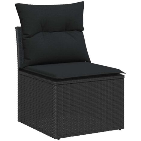 Garten-Sofa-Set 8 pcs Schwarz Poly Rattan vidaXL