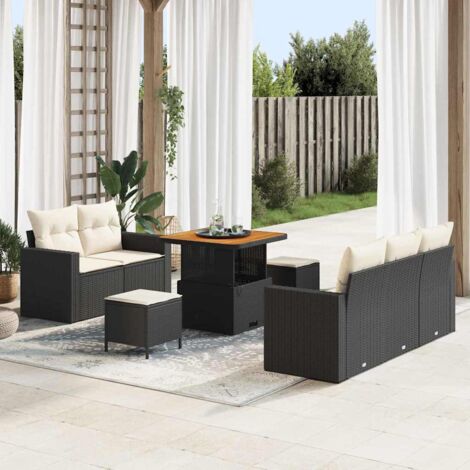 Garten-Sofa-Set 8 pcs Schwarz Poly-Rattan vidaXL