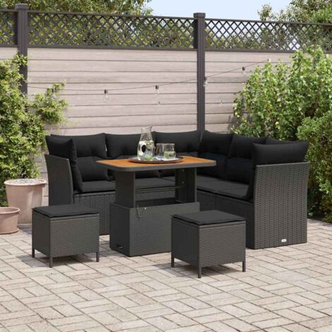 Garten-Sofa-Set 8 pcs Schwarz Poly-Rattan vidaXL