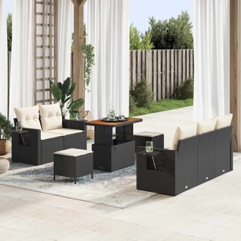Garten-Sofa-Set 8 pcs Schwarz Poly-Rattan vidaXL