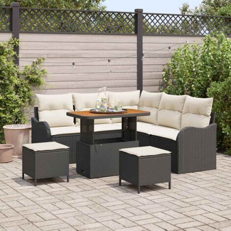 Garten-Sofa-Set 8 pcs Schwarz Poly-Rattan vidaXL