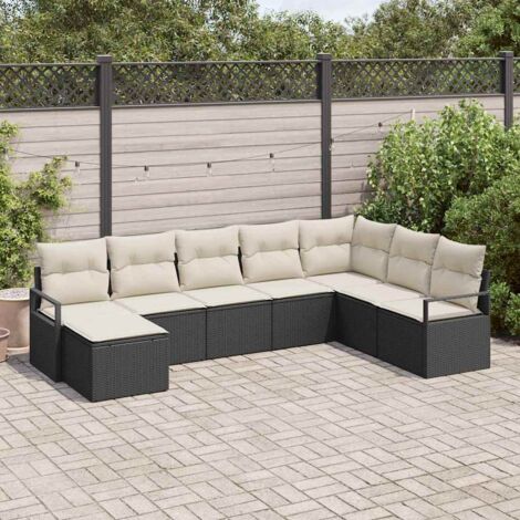 Garten-Sofa-Set 8 pcs Schwarz Poly Rattan vidaXL