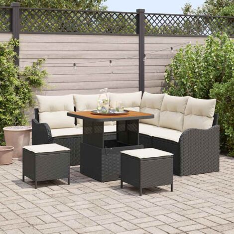 Garten-Sofa-Set 8 pcs Schwarz Poly-Rattan vidaXL