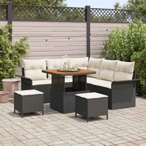 Garten-Sofa-Set 8 pcs Schwarz Poly-Rattan vidaXL