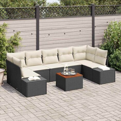 Garten-Sofa-Set 8 pcs Schwarz und Weiß vidaXL