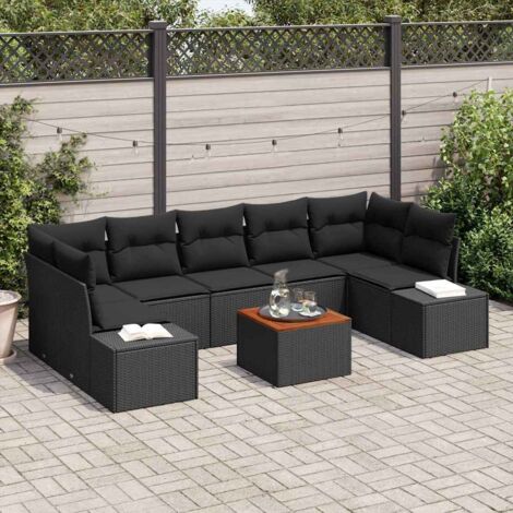 Garten-Sofa-Set 8 pcs Schwarz vidaXL