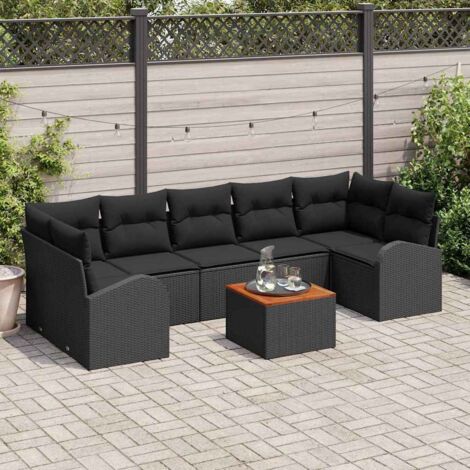 Garten-Sofa-Set 8 pcs Schwarz vidaXL