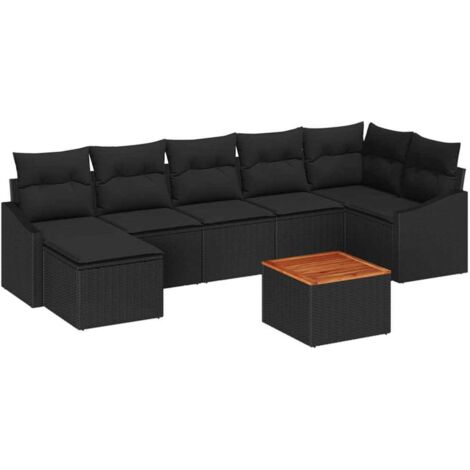 Garten-Sofa-Set 8 pcs Schwarz vidaXL