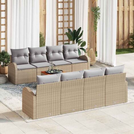 Garten-Sofa-Set 9 pcs Beige und Hellgrau vidaXL