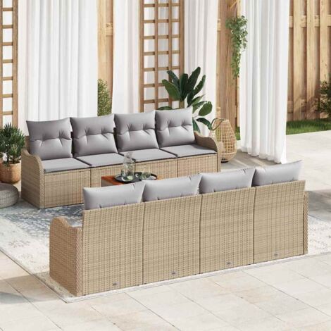 Garten-Sofa-Set 9 pcs Beige und Hellgrau vidaXL