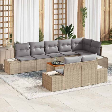 Garten-Sofa-Set 9 pcs Beige und Hellgrau vidaXL