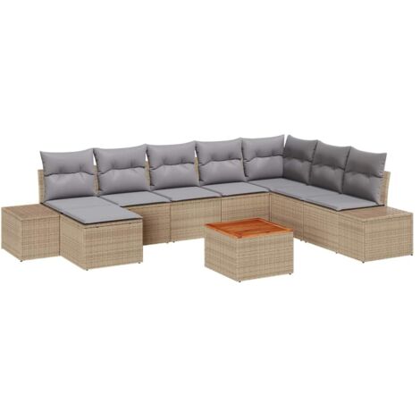 Garten-Sofa-Set 9 pcs Beige und Hellgrau vidaXL