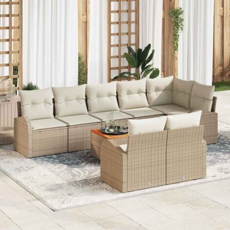 Garten-Sofa-Set 9 pcs Beige und Weiß vidaXL