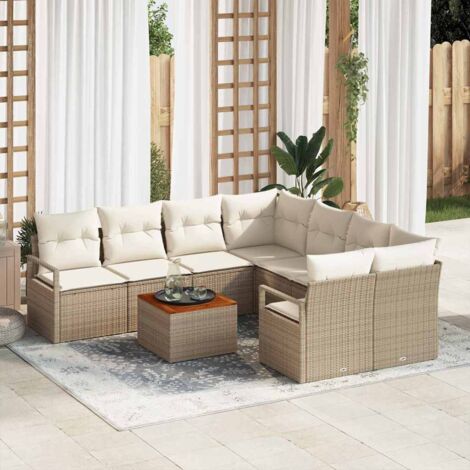Garten-Sofa-Set 9 pcs Beige und Weiß vidaXL