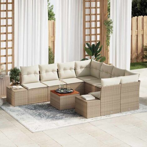 Garten-Sofa-Set 9 pcs Beige und Weiß vidaXL