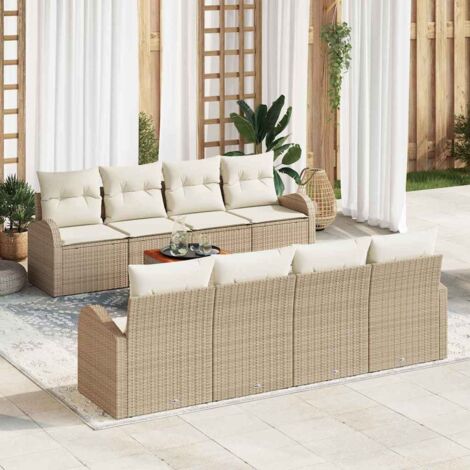 Garten-Sofa-Set 9 pcs Beige und Weiß vidaXL