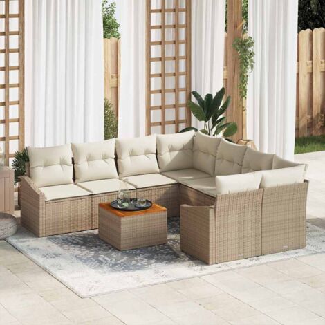Garten-Sofa-Set 9 pcs Beige und Weiß vidaXL
