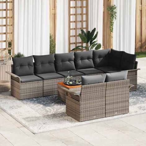 Garten-Sofa-Set 9 pcs Grau Poly Rattan vidaXL