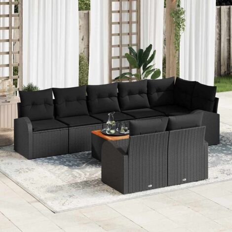 Garten-Sofa-Set 9 pcs Schwarz Poly Rattan vidaXL