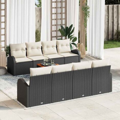 Garten-Sofa-Set 9 pcs Schwarz Poly Rattan vidaXL