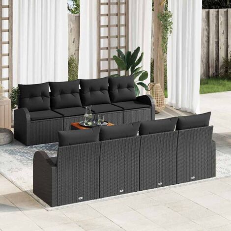 Garten-Sofa-Set 9 pcs Schwarz Poly Rattan vidaXL