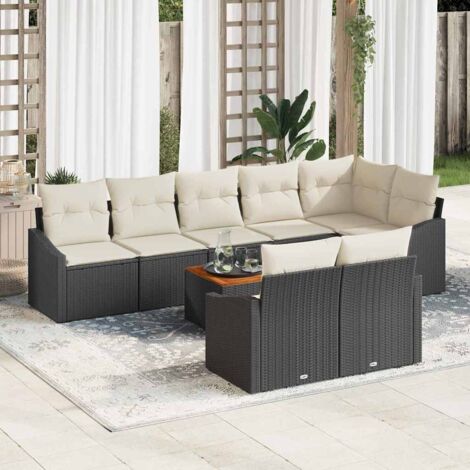 Garten-Sofa-Set 9 pcs Schwarz und Weiß vidaXL