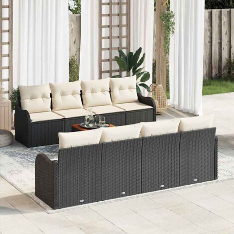 Garten-Sofa-Set 9 pcs Schwarz und Weiß vidaXL