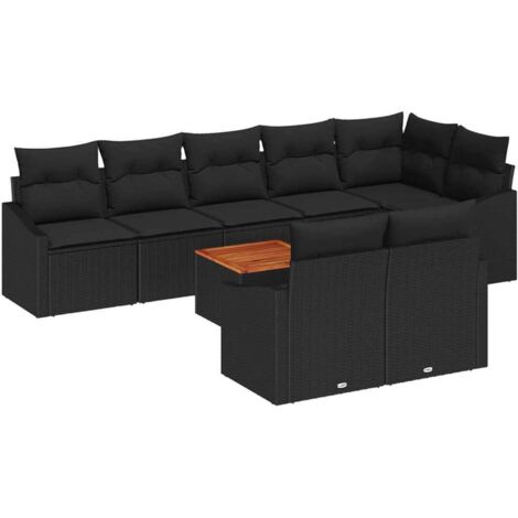 Garten-Sofa-Set 9 pcs Schwarz vidaXL