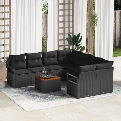 Garten-Sofa-Set 9 pcs Schwarz vidaXL