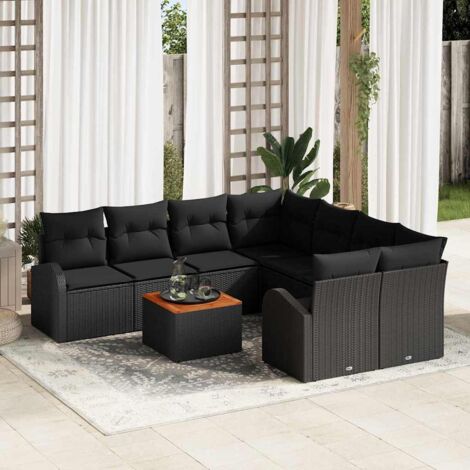Garten-Sofa-Set 9 pcs Schwarz vidaXL