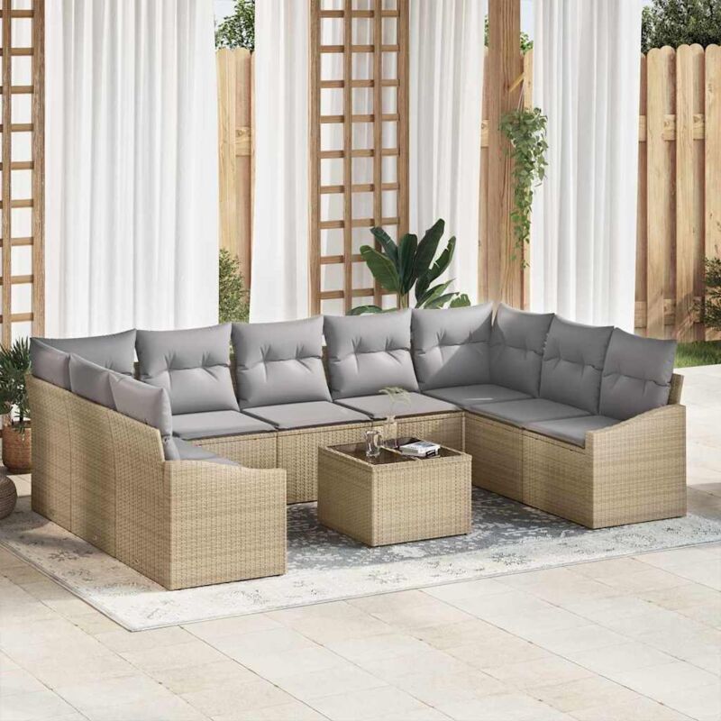 Garten Essgruppe Mit Kissen Mit Speicher 10 Pcs Beige, Hellgrau Vidaxl