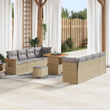 Garten-Sofa-Set mit Kissen 11 pcs Beige und Hellgrau vidaXL