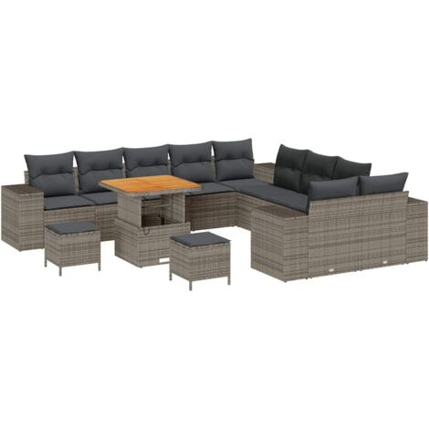 Garten-Sofa-Set mit Kissen 13 pcs Grau 80 x 80 x 71 cm vidaXL