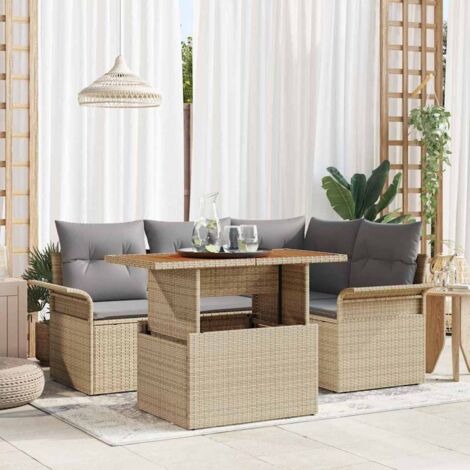 Garten-Sofa-Set mit Kissen 5 pcs Beige und Hellgrau vidaXL