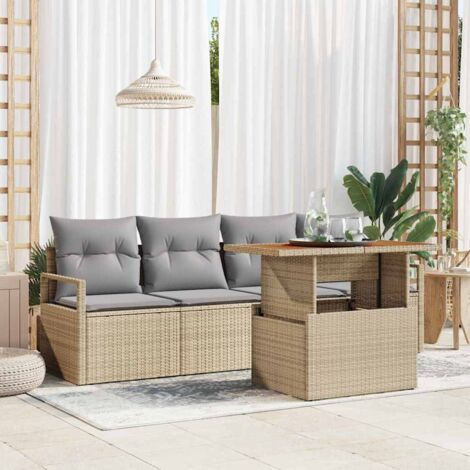 Garten-Sofa-Set mit Kissen 5 pcs Beige und Hellgrau vidaXL