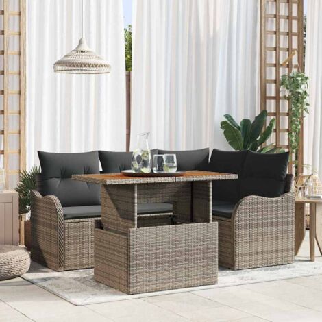 Garten-Sofa-Set mit Kissen 5 pcs Grau vidaXL