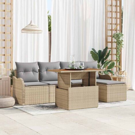 Garten-Sofa-Set mit Kissen 6 pcs Beige und Hellgrau vidaXL