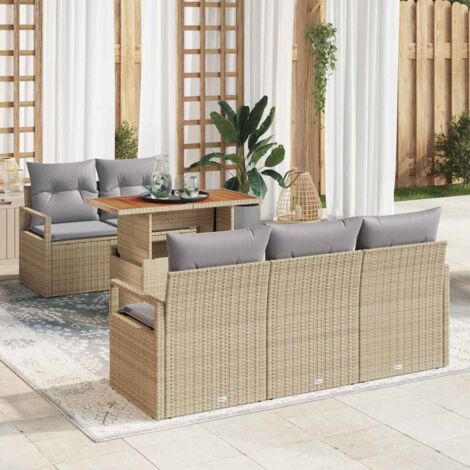 Garten-Sofa-Set mit Kissen 6 pcs Beige und Hellgrau vidaXL