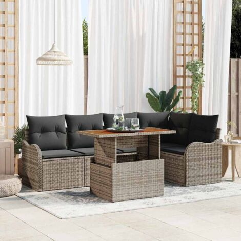 Garten-Sofa-Set mit Kissen 6 pcs Grau vidaXL