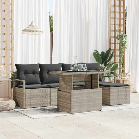 Garten-Sofa-Set mit Kissen 6 pcs Hellgrau vidaXL