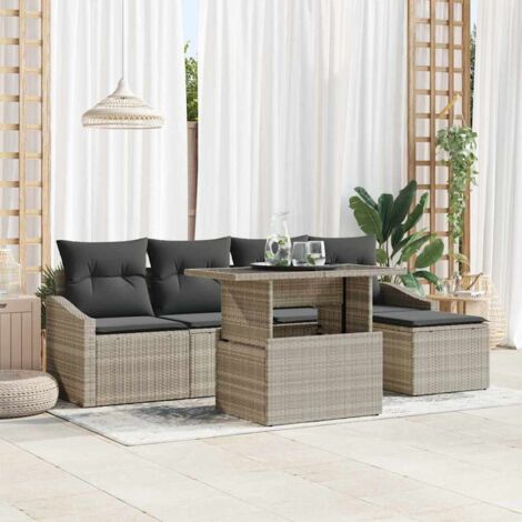 Garten-Sofa-Set mit Kissen 6 pcs Hellgrau vidaXL