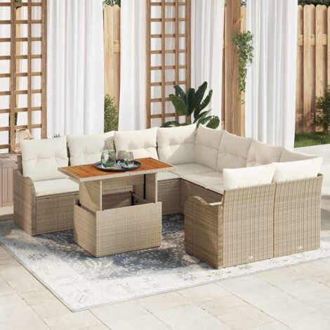 Garten-Sofa-Set mit Kissen 7 pcs Beige und Creme vidaXL