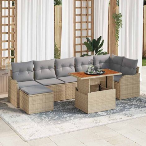 Garten-Sofa-Set mit Kissen 8 pcs Beige und Hellgrau vidaXL