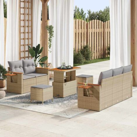 Garten-Sofa-Set mit Kissen 8 pcs Beige und Hellgrau vidaXL