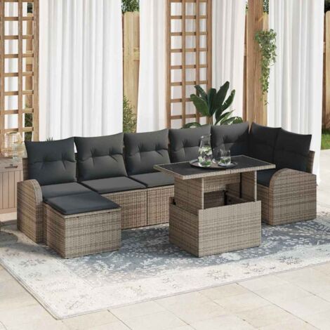 Garten-Sofa-Set mit Kissen 8 pcs Grau vidaXL