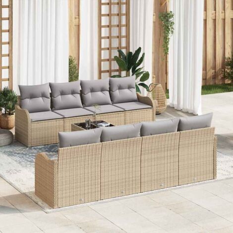 Garten-Sofa-Set mit Kissen 9 pcs Beige und Grau 55 x 55 x 37 cm vidaXL